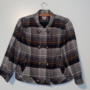 Worthington Double Breasted Plaid Cropped Jacket Size Large